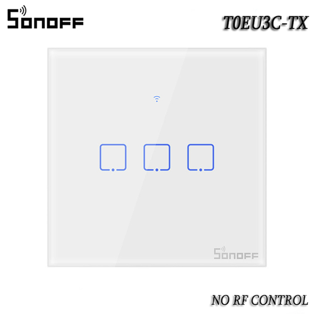 T0/T1/T2/T3 EU 1/2/3 Gang WiFi Smart Wall Touch Switch Smart Home Remote Control Via Ewelink APP/RF433/Alexa Voice/Touch