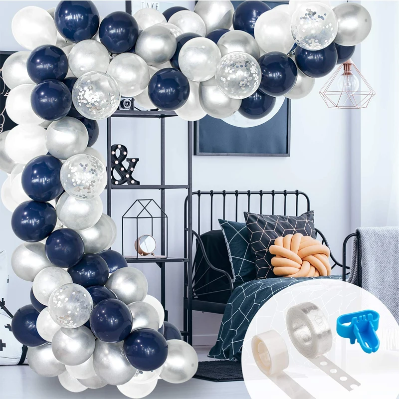 120 шт./компл. 12-дюймовый серебристый воздушный шар гирлянда на день рождения, комплект для маленьких мальчиков бакалавра вечерние украшения - Цвет: Balloon garland set