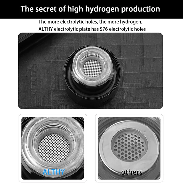 ALTHY Hydrogen Rich Water Generator Bottle - Glass Cupbody - DuPont SPE & PEM Dual Chamber Maker lonizer - H2 Inhalation device 3