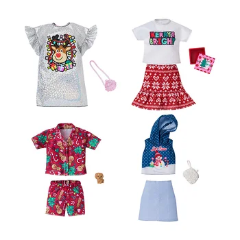 

Original Barbie Doll Gift Box Wardrobe of Holiday Fashion Group Girls Changing Clothes Accessories Princess Toys