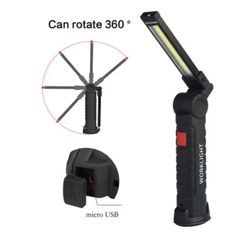 Cordless COB LED Magnetic Work Light Rechargeable Flexible Inspection Torch Lamp
