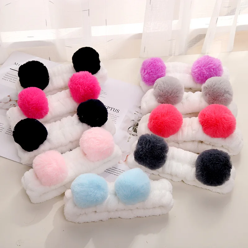 

Elastic Cute Panda Ear Soft Carol Fleece Headband for Women Makeup Shower Washing Face Spa Mask Head Wraps