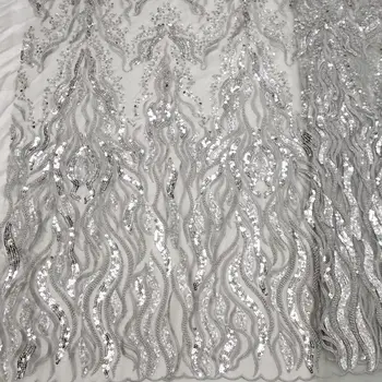 

Gorgeous French Nigerian Laces Fabrics 2020 High Quality handmade beaded Tulle African Laces Fabric for Wedding dress
