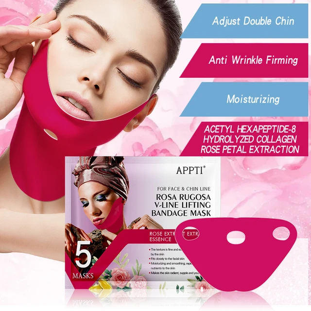 5Pcs Rose Collagen V-line Lifting Neck Mask Anti-aging V Face