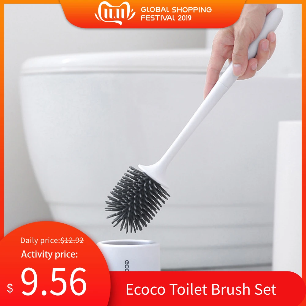 

Ecoco Toilet Brush Set Bathroom Toilet Cleaning Brush TPR Soft Bristles Toilet Cleaner Tool With Bucket WC Bathroom Accessories