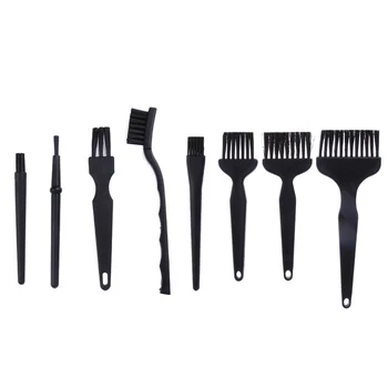

8pcs Black Non Slip Handle PCB Rework ESD Anti Static Dust Brush