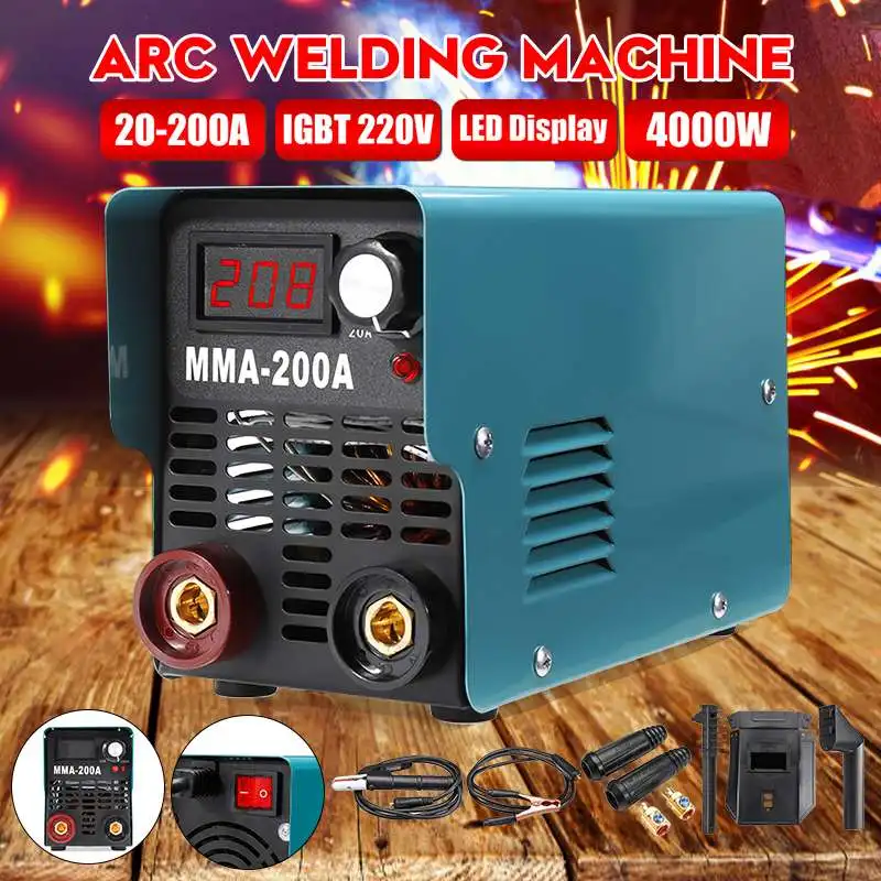 

Mini IGBT Inverter Arc Welding Machine MMA-200 Welders 220V 200A With Hand Hold Mask LED Display