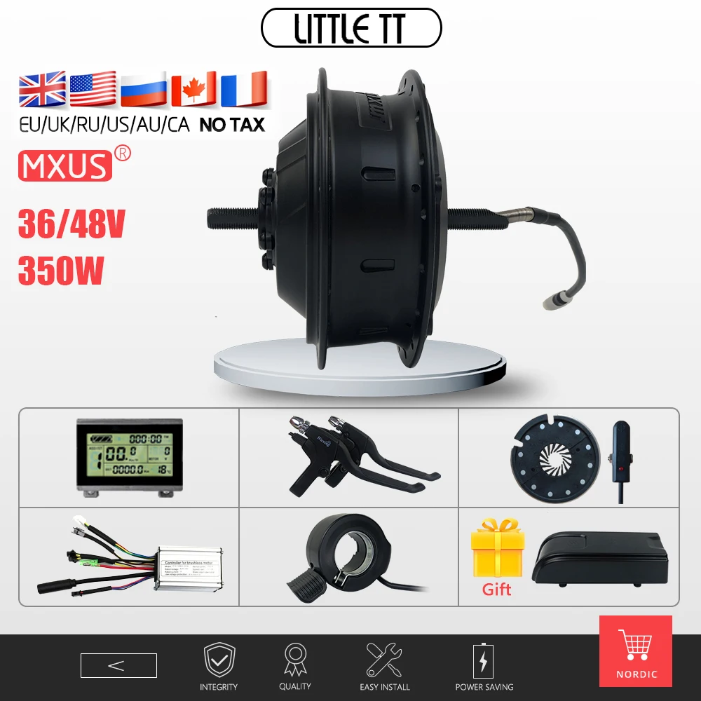 

Electric bike conversion kit MXUS 15F 15R 15C Hub Motor 36V48V 350W with LED LCD display optional For Ebike Conversion Kit