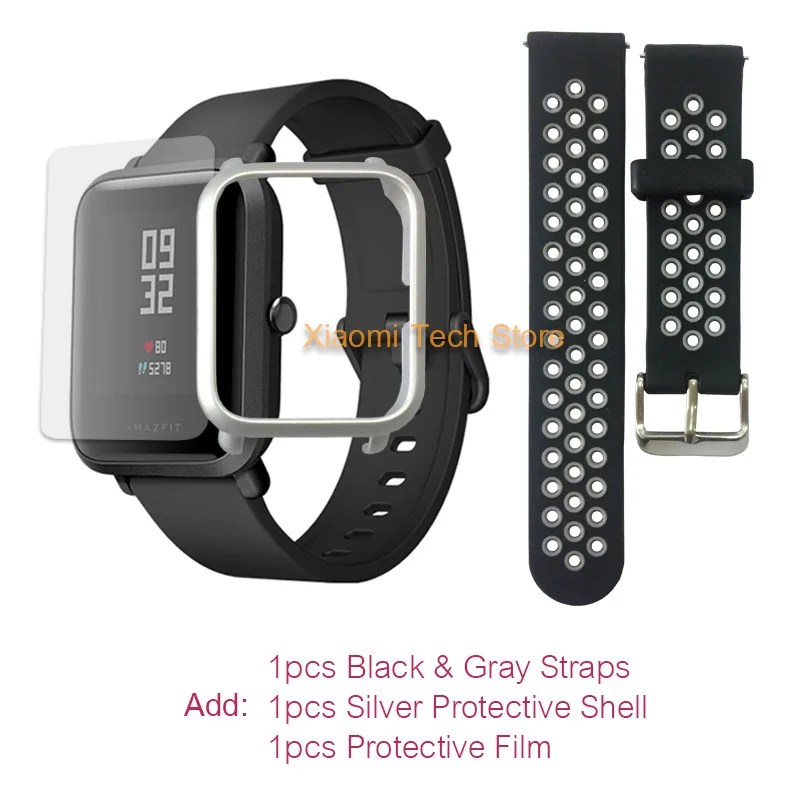 Gray Silver film. Смарт-часы Amazfit Bip на английском языке Huami, gps, умные часы, Android iOS, монитор сердечного ритма, 45 дней, срок службы батареи IP68 - Цвет: Gray Silver film.