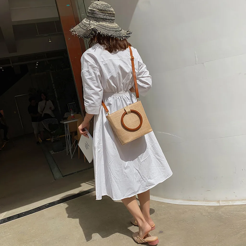 Женская пляжная соломенная сумка-мешок bolsa feminina, квадратная сумка-мессенджер, сумки через плечо для женщин