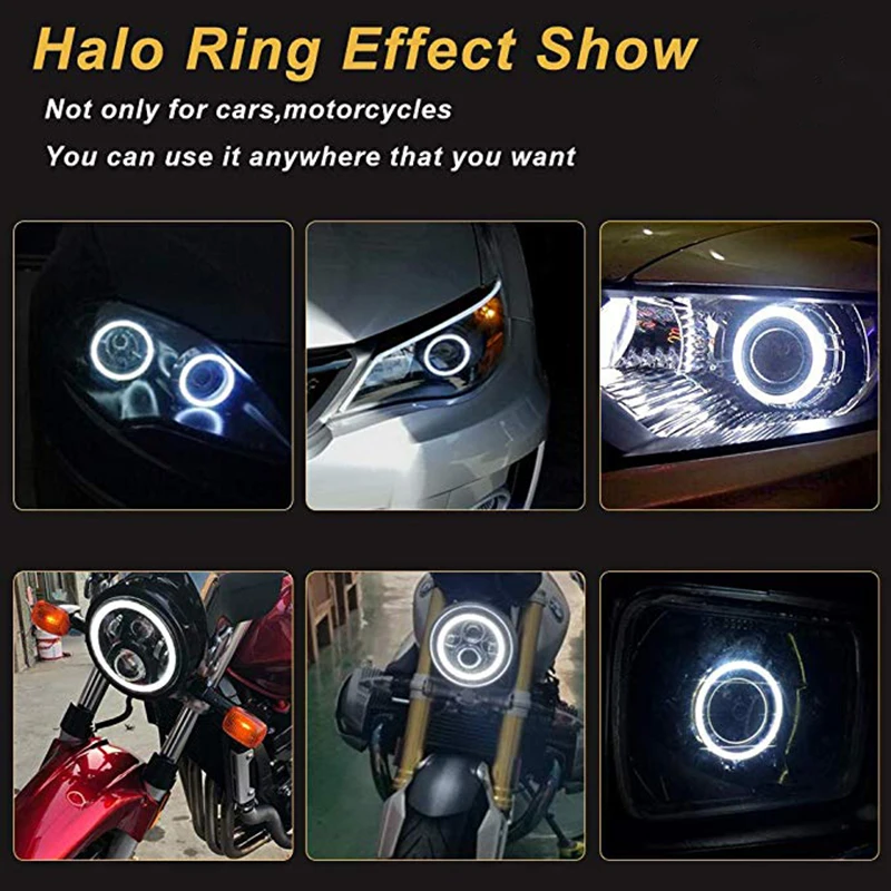 Super Bright Halo Rings COB LED Angel Eyes Headlight 60mm 70mm 80mm 90mm 100mm 110mm 120mm Car Motorcycle DRL Light Bulb Lamp (3)