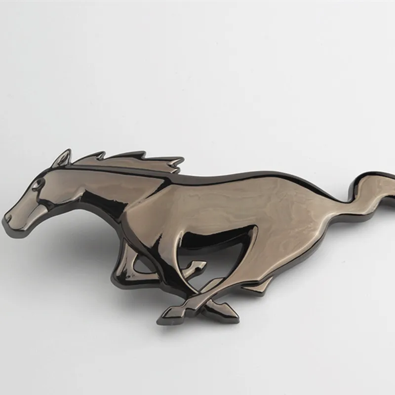 3D бегущий Пони лошадь Передняя решетка эмблема знак, наклейка на автомобиль металлический авто корпус крыло наклейка для Ford Mustang Shelby GT - Название цвета: Темно-серый