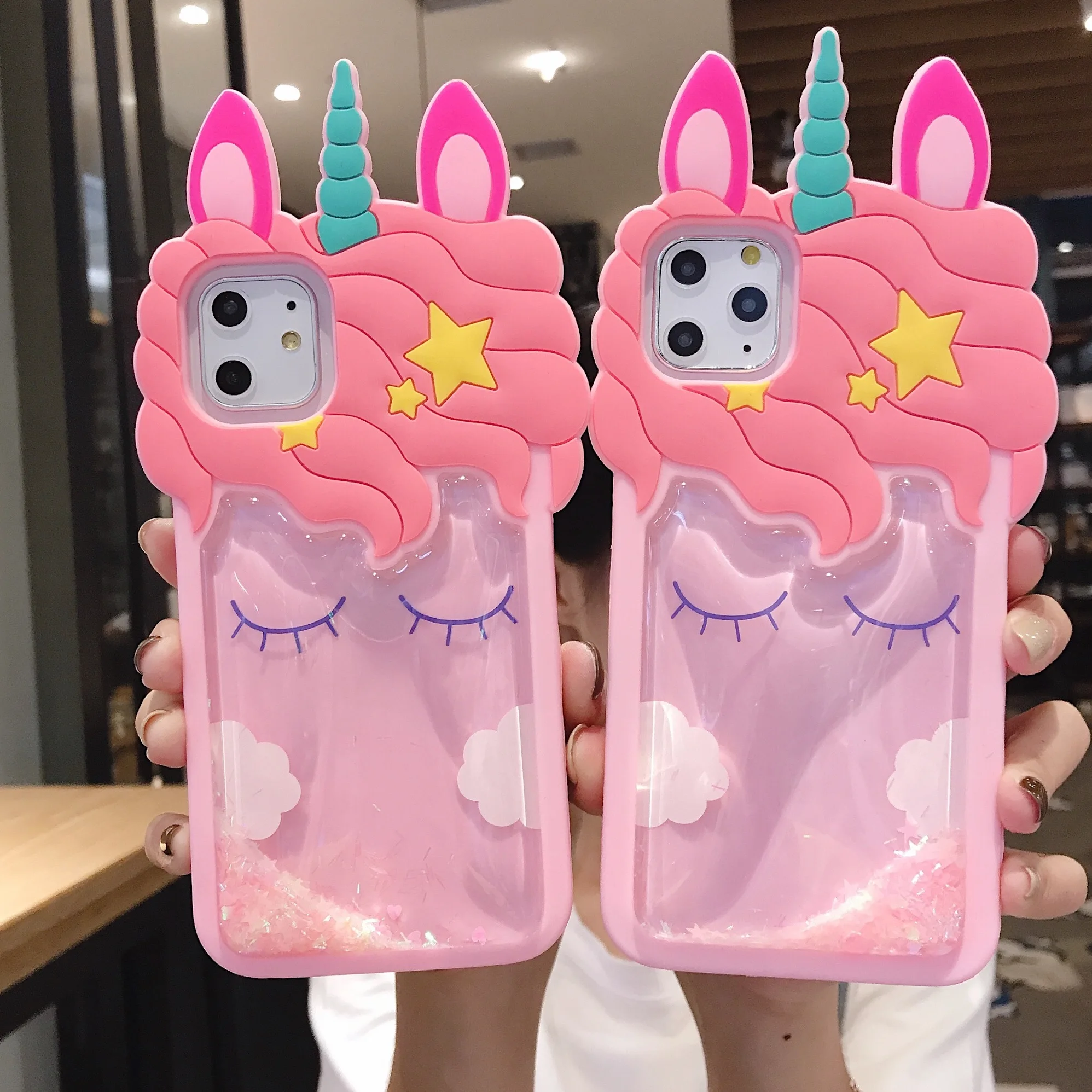  Cute Cartoon Liquid Soft Silicone Phone Case for