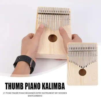 

Kalimba Thumb Piano 17 Keys African Kalimba DIY Kit Wood Finger Thumb Piano Wooden White Embryo Mbira Sanza for Beginner