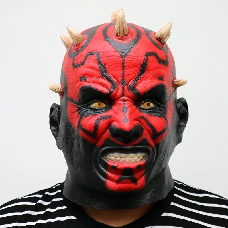 Латексная Маска Darth Maul на всю голову страшная ужасная Хэллоуин маска для костюма