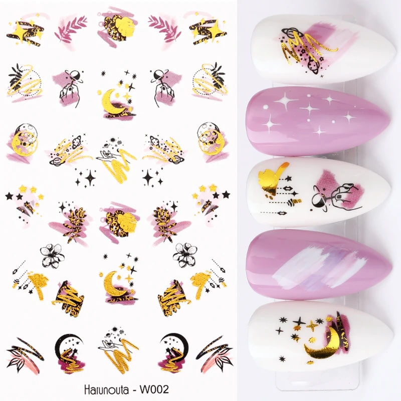 1 лист золотых водных наклеек для ногтей Летние Водные Переводные картинки с