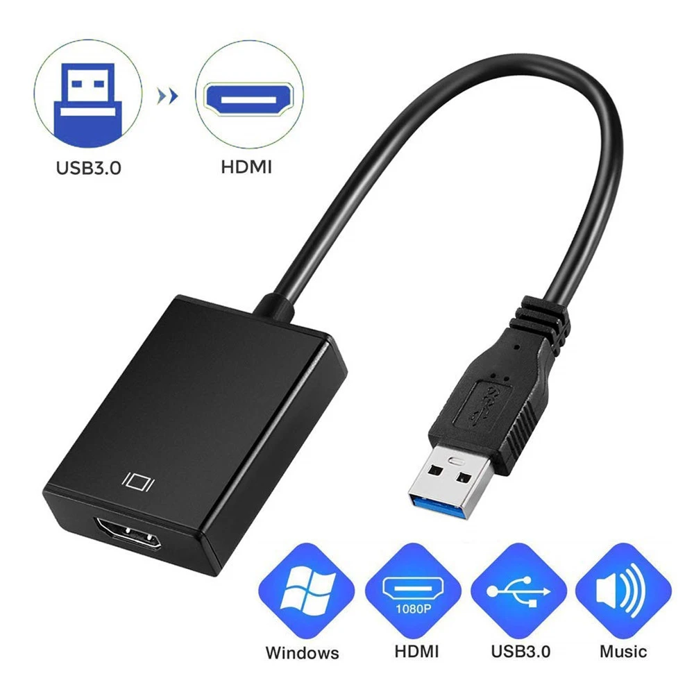 Adaptador USB a HDMI, convertidor de Cable Audio vídeo HD, USB 3,0 a HDMI para múltiples monitores, 1080P, compatible con Windows XP/10/8.1/8/7|Cables HDMI| AliExpress