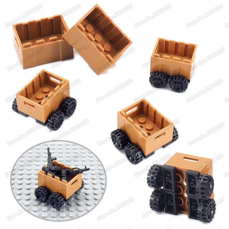

Legoinglys Weapons Military Transport Case Building Block Rail Car Diy World War 2 Figures Supplies Delivery Christmas Gift Toys