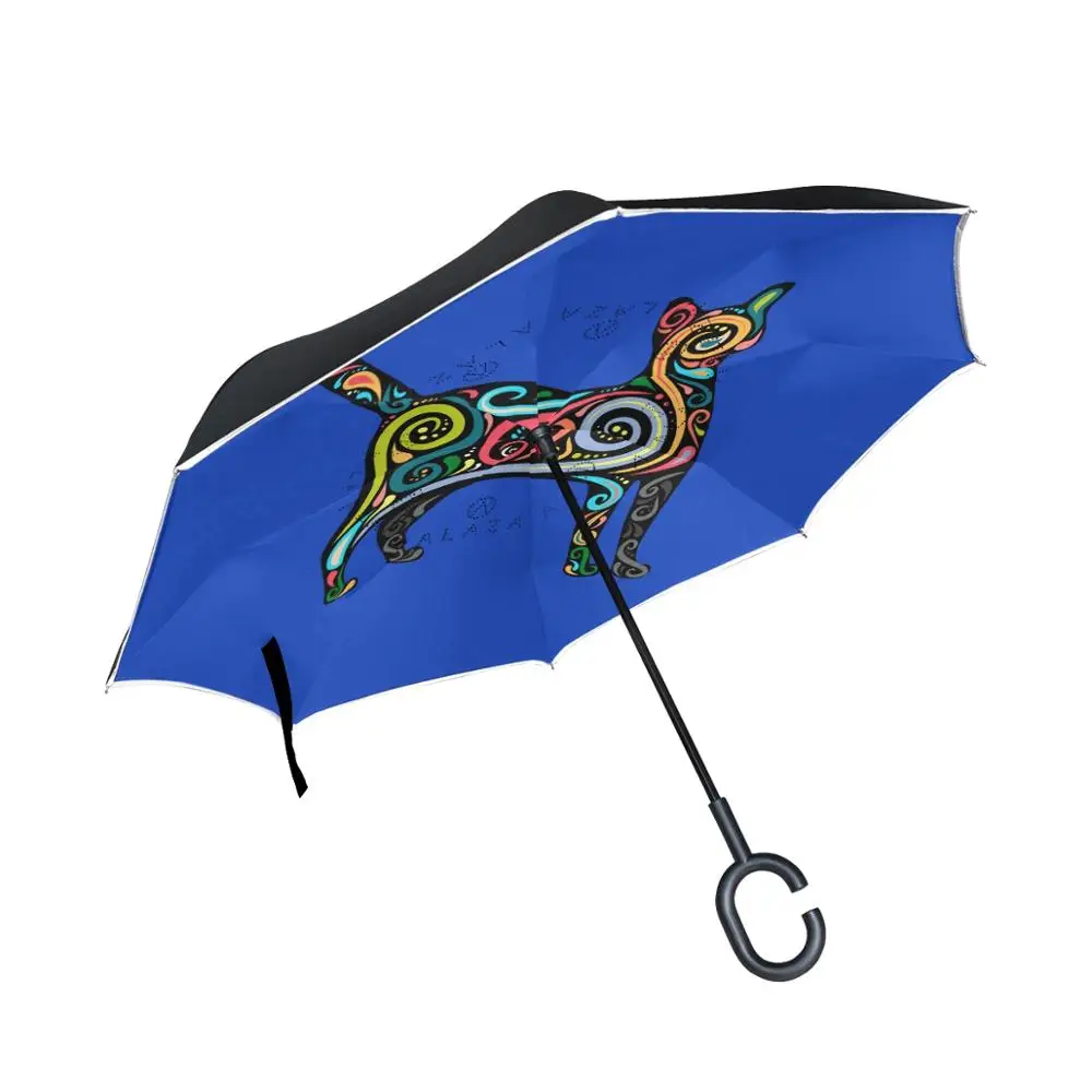 

Susino Colorful Dog Blue Reverse Umbrella Women Men Double Layer C-Shape Handle Ladies Umbrellas Waterproof Windproof