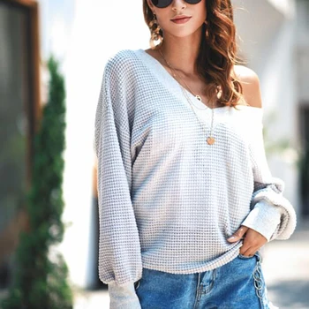 

2019 Sweater White Pullover Female Solid Color Small Sexy Strapless Off shoulder Oblique Collar One Shoulder Two Wearing Sweater