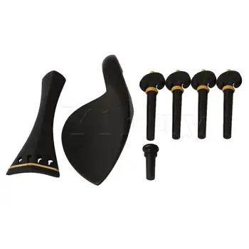 

Yibuy Ebony Wood 4/4 Violin String Instrument Accessory Pegs Chin Rest End Pin