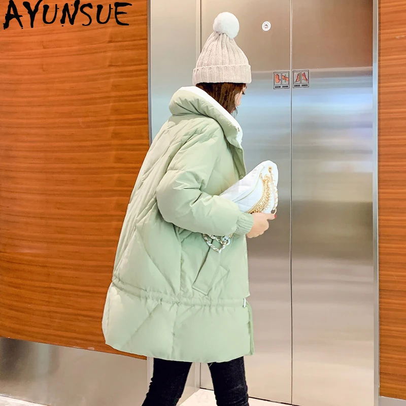 

AYUNSUE Women's Down Jacket 2020 White Duck Down Coat Winter Autumn Korean Puffer Overcoat Warm Womens Down Jackets KJ3720