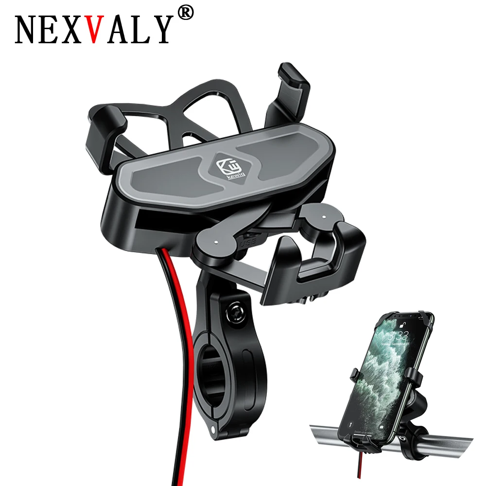 

NEXVALY Motorcycle USB Charger Phone Holder Quick Charge 3.0 Handlebar Bracket USB Gravity Phone Mount for Bike ATV