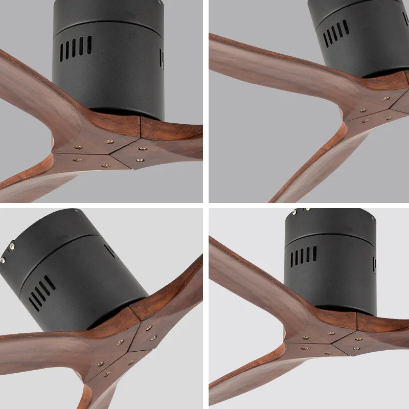 52inch DC Ceiling Fan Industrial Vintage Wooden Blade with no light Remete Control Decorative Fans Ventilate