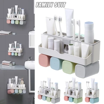 

Spot Toothbrush Rack Toothpaste Dispenser Hands Free Toothpaste Squeezer for Hair Dryer with Cup Holder VJ-Drop