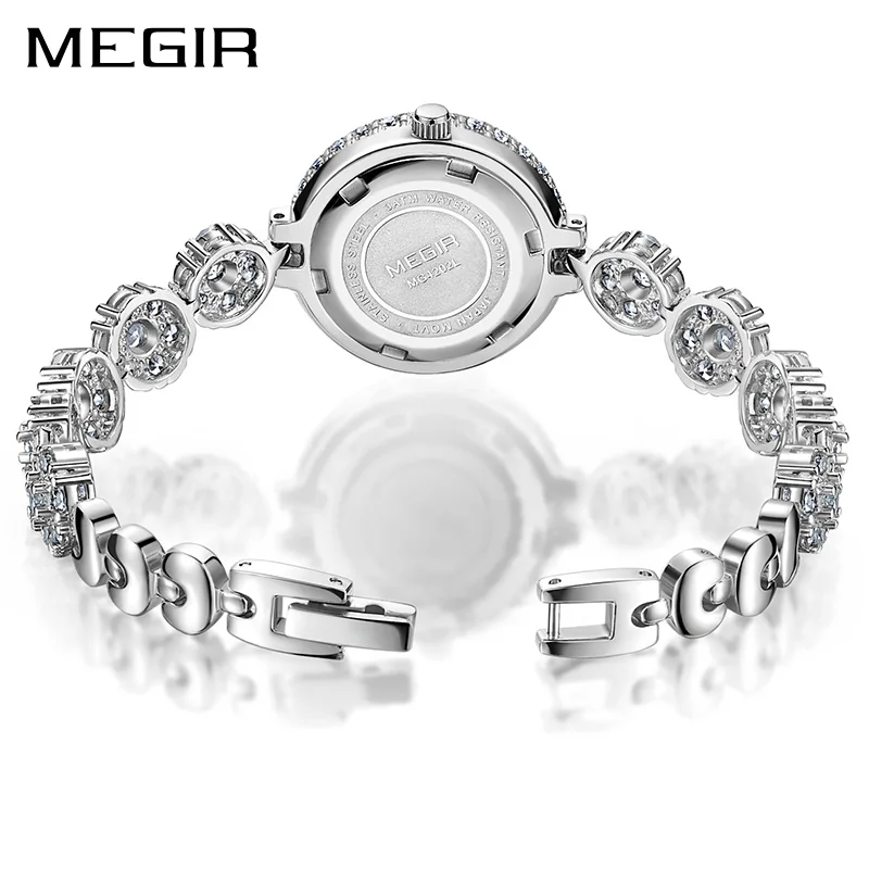 MEGIR роскошные женские часы с серебряным браслетом, модные кварцевые женские часы, женские часы для девушек, Relogio Feminino Montre Femme
