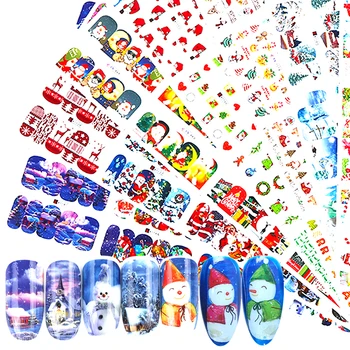

12 Style NEW Winter Christmas Slider Nail Decals Nail Art Sticker DIY Manicure Water Accessory Transfer Foil Xmas Gift