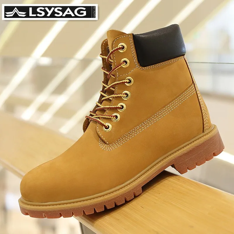 Luxury Men Genuine Leather Boots Men Winter Boots Lace Up Ankle Snow
Boots Men Waterproof First layer cowhide Boots Yellow Shoes