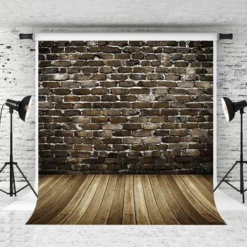 

VinylBDS 5X7FT Old Brick Wall Photography Backdrop Wod Floor Newborn Backgrounds For Photo Studio