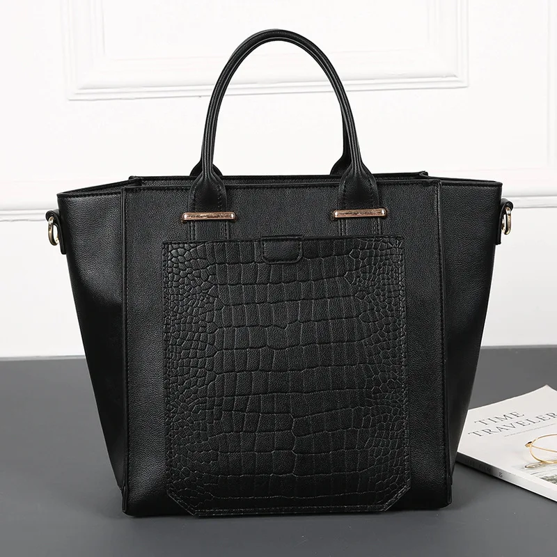 

Wholesale Foreign Trade WOMEN'S Bag 2017 New Style Single-shoulder Crossbody Bag Four Seasons Simple Large Bag Crocodile Pattern