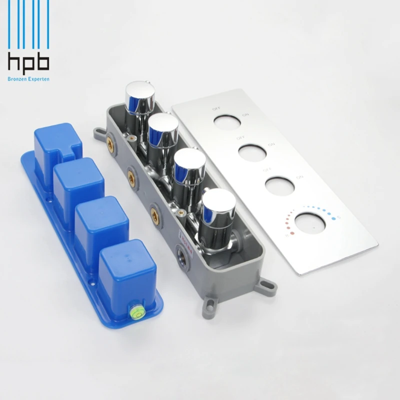 HPB Хромированный Светодиодный дождевой потайной потолочный душевой набор с ручной душевой и струей тела 008-50X36E-6MF