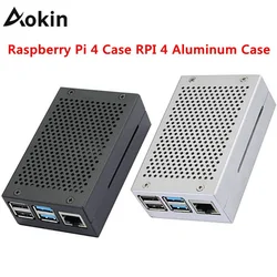Aokin – boîtier pour Raspberry Pi 4, boîtier en aluminium, coque métallique, argent, noir, RPI 4B, modèle B 
