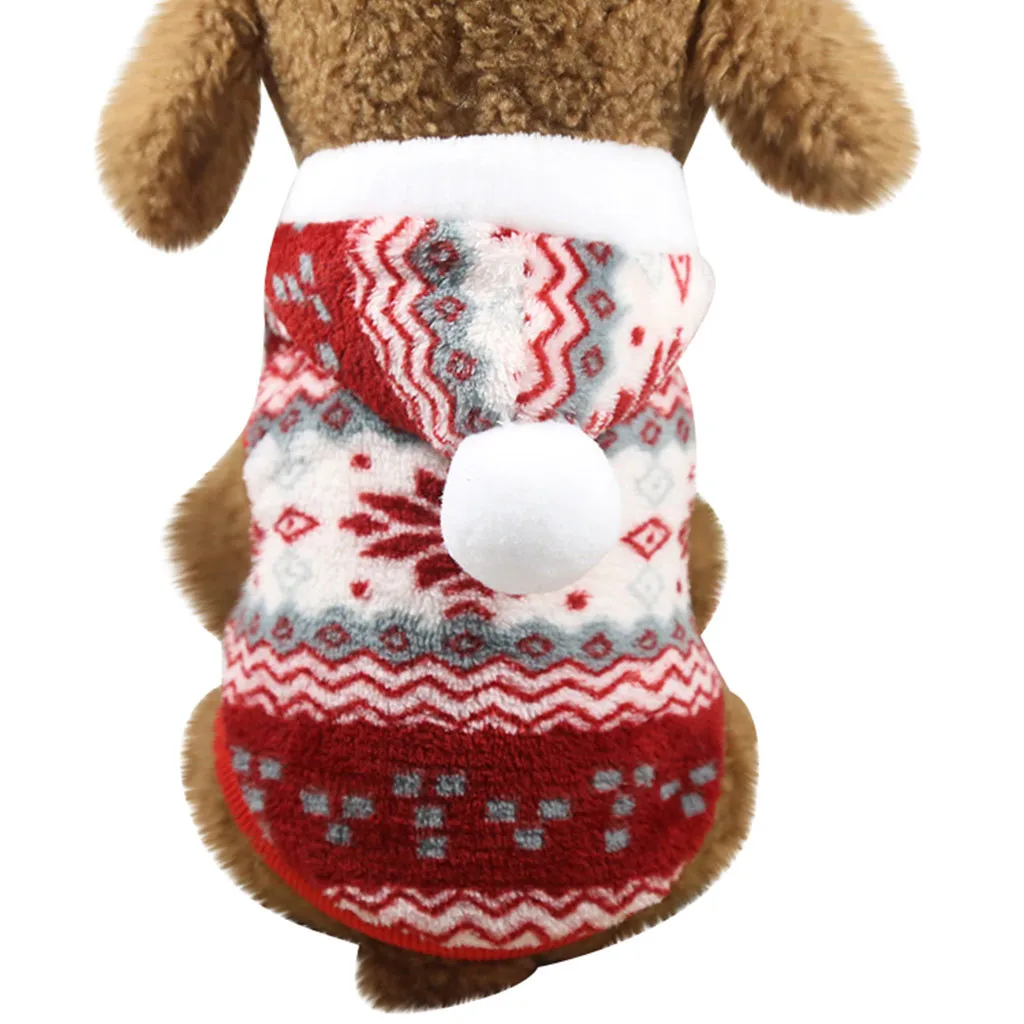 Домашнее животное Рождество щенок собака бульдог Рождественская одежда Санта толстовки Санта-Клаус Костюм северного оленя маленькие собаки кошки удобные теплые фланелевые - Цвет: red2