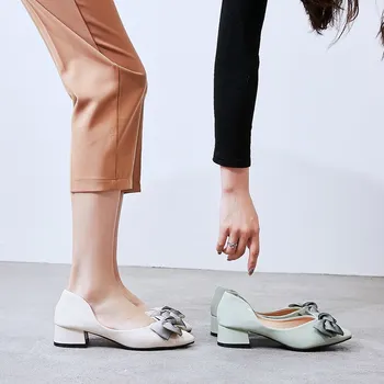 

High Heels Ladies Shoes Ol Office Lady Shoes Fashion shoes Heels Dress Shoes Butterfly knot Pumps Pointed Shoes Woman U14-20