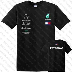 2019 Mercedes Petronas F1 Мужская командная футболка Черная футболка уличная размер S-3XL