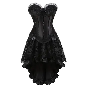 

Grebrafan Steampunk Push-Up Slimming Padded Bustiers Corset with Fluffy Pleated Layered Tutu Skirt Carnival Party Club Night