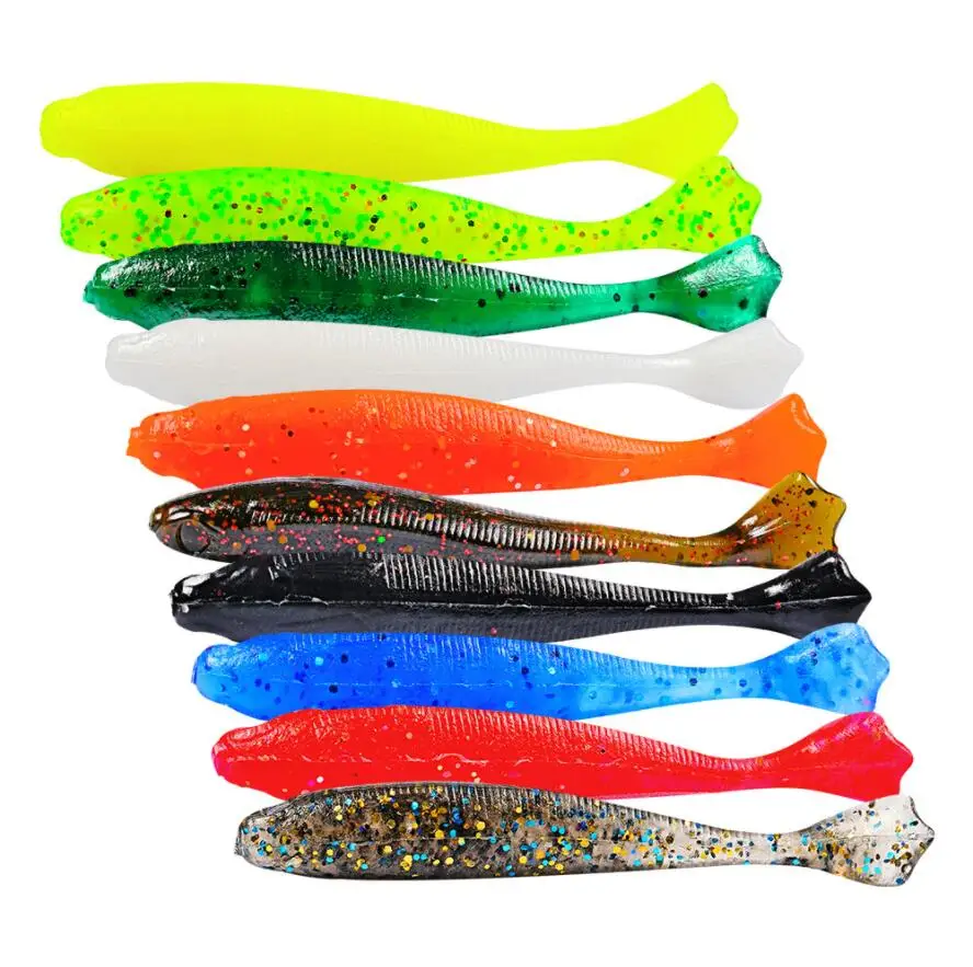 

10Pcs/Lot soft fish bait 10 color 7cm2g 9.5cm6g high quality silicone soft fishing lure artificial bait for winter fishing