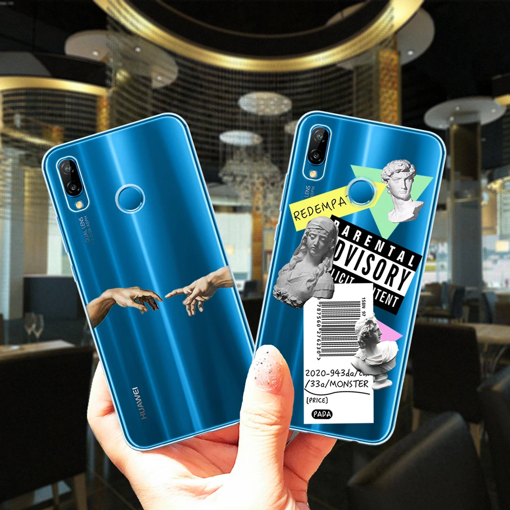 Силиконовый чехол с абстрактным изображением статуи для Huawei P40 Lite E Pro Роскошный