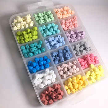 

200pcs 11mm Mini Hexagon Food Grade Silicone Bead Baby Teether Baby Teething Toy BPA Free Nursing Necklace Pacifier Pendant