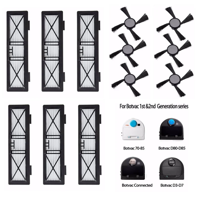 Запасные части роликовый фильтр основной щетки для Neato Botvac D85 D3 D5 D7 подключенный D серии Аксессуары для робота-пылесоса комплект - Цвет: 12p