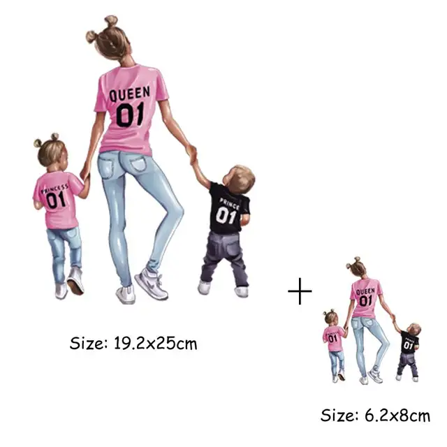 DIY Heat Transfer Patches Mom Girl Boy Printing Patches On Clothes Super Mom Dad Queen Stickers On T-shirt Dresses Jeans DZ595M