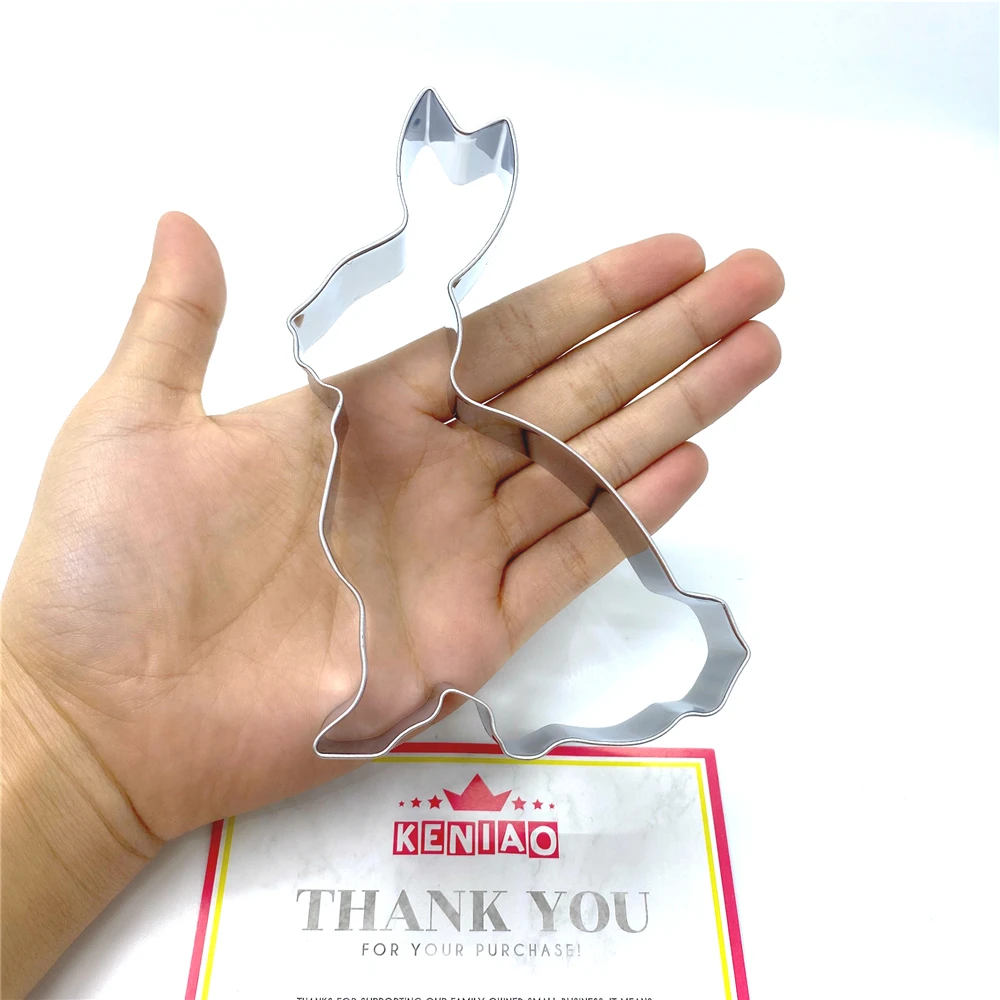 KENIAO Spring Easter Rabbit Cookie Cutter 7.8*12.4cm Woodland Animal Biscuit Fondant Bread Sandwich Stainless Steel Cooki Mold