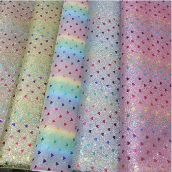 

70*40CM/PC Thin Hearts Glitter Leather Fabric Packaging Material Gift Wrap