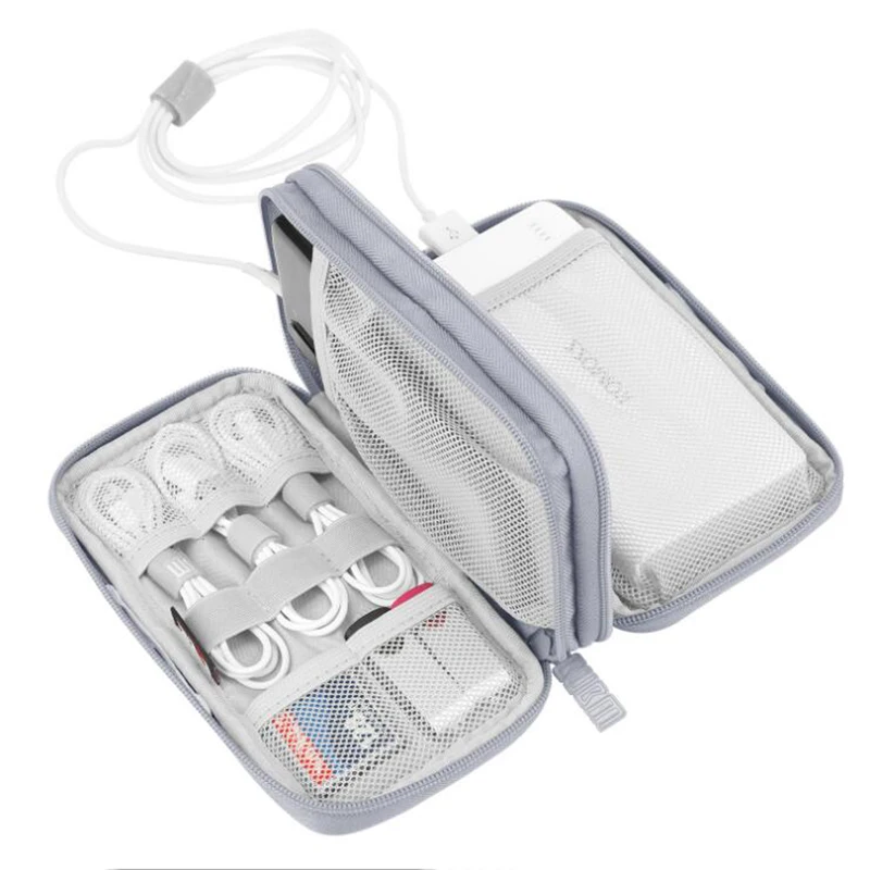 

Travel Gadget Case Double Layer Storage Bag Carrying Pouch for Power Bank Phone Wall Charger USB Cables and Other Accessories