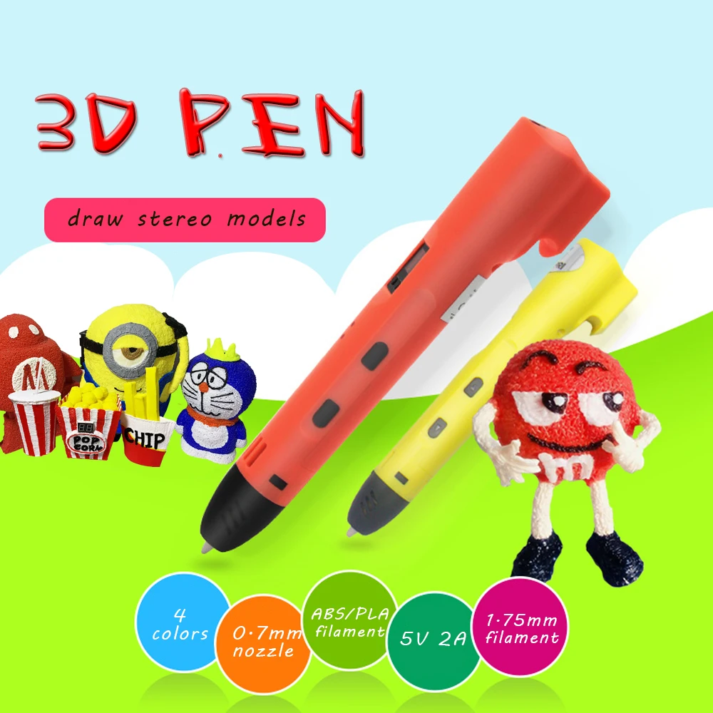 1pc QW01-012A 3D Pen Stereo Model Drawing Toy Tool Pencil Compatible With 1.75mm PLA ABS Filament For Kids Gift