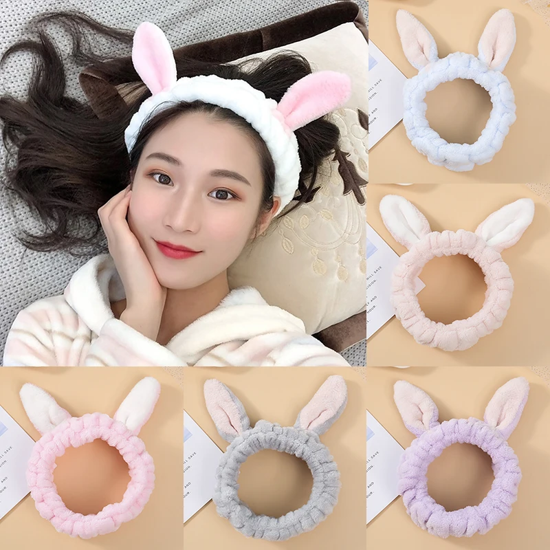 

Cute Cat Ear Headbands for Women Girls Makeup Face Washing Headband Coral Fleece Girls Hairband Hair Accessories